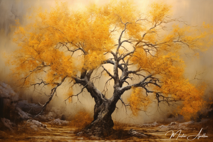 Contemporary yellow tree painting