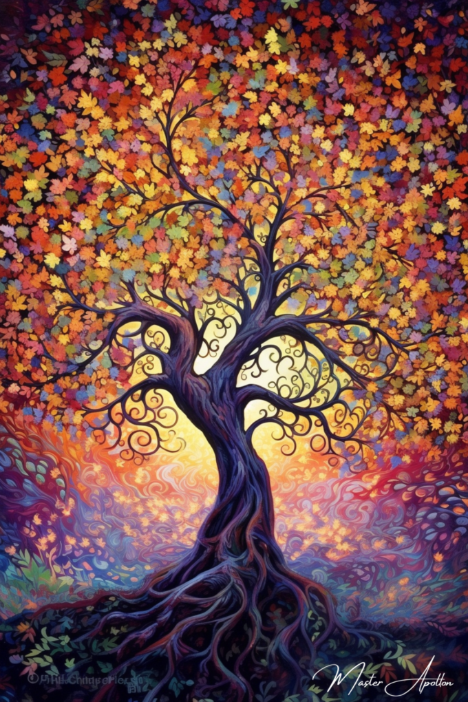 Twilight Tree of Life Painting