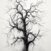 Tableau arbre noir et blanc solitude - Reproductions de tableaux et peintures haut de gamme