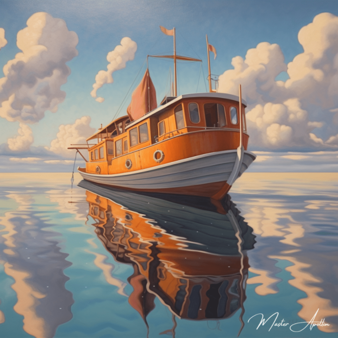 Contemporary ancient boat painting