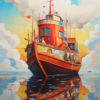 Tableau bateau contemporain imaginaire - Reproductions de tableaux et peintures haut de gamme