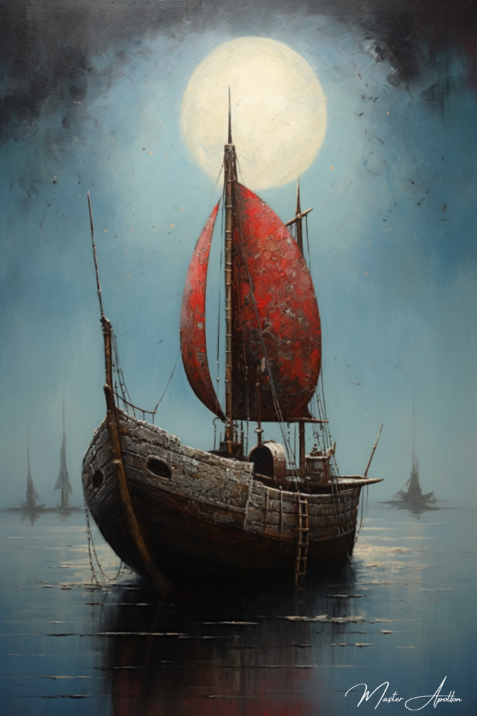 Contemporary quiet boat painting