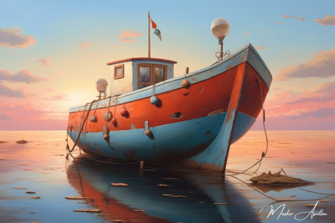 Contemporary fishing boat tableau 2