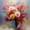 Tableau bouquet de fleurs contemporain peinture - Reproductions de tableaux et peintures haut de gamme