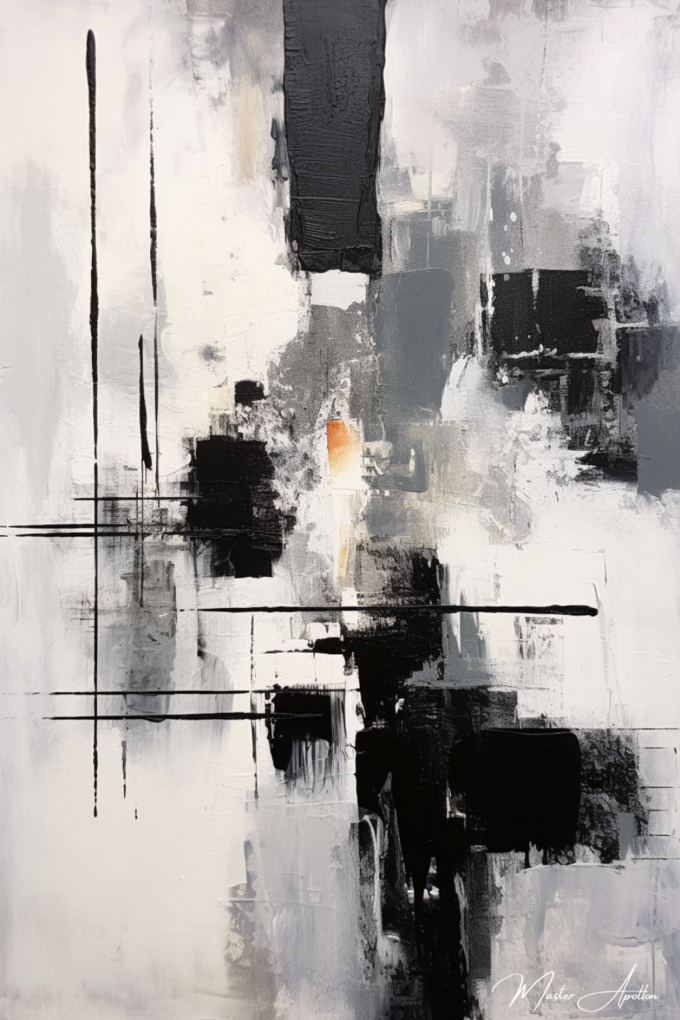 Contemporary abstract black and white painting Lala