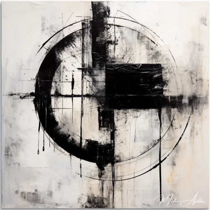 Contemporary abstract black and white tableau comprehension