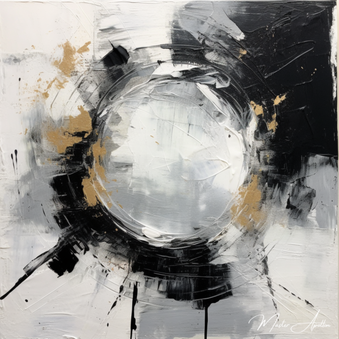 Contemporary abstract black and white painting