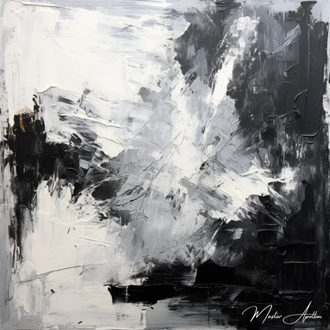 Contemporary abstract black and white storm