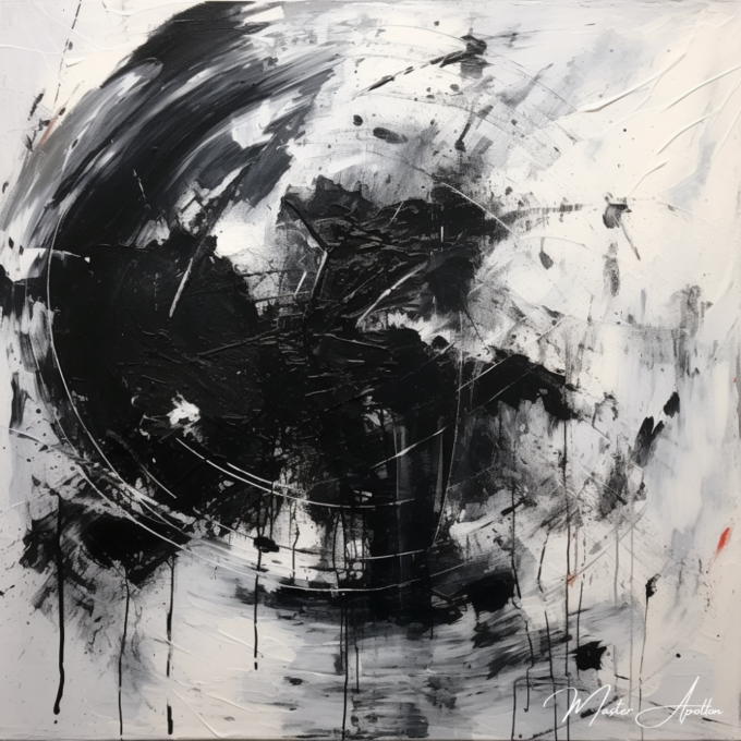 Contemporary abstract black and white speed painting