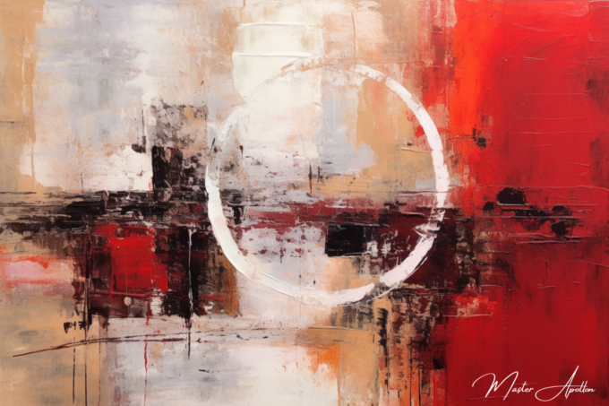 Contemporary abstract red eclipse painting