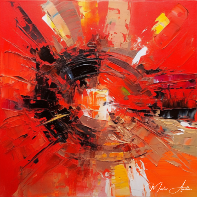 Contemporary abstract red space painting