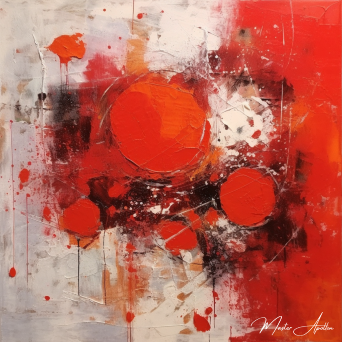 Contemporary abstract red life tableau