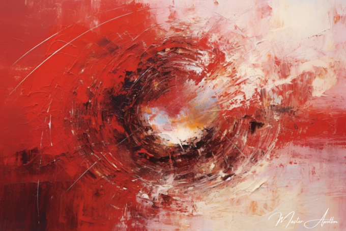 Contemporary abstract red meteor tableau