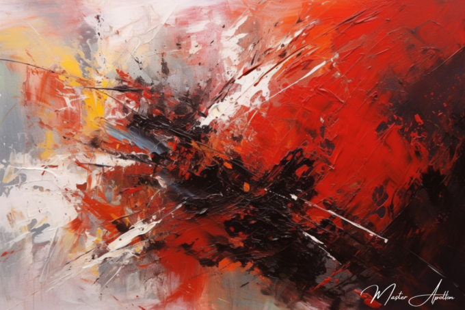 Contemporary abstract red war painting