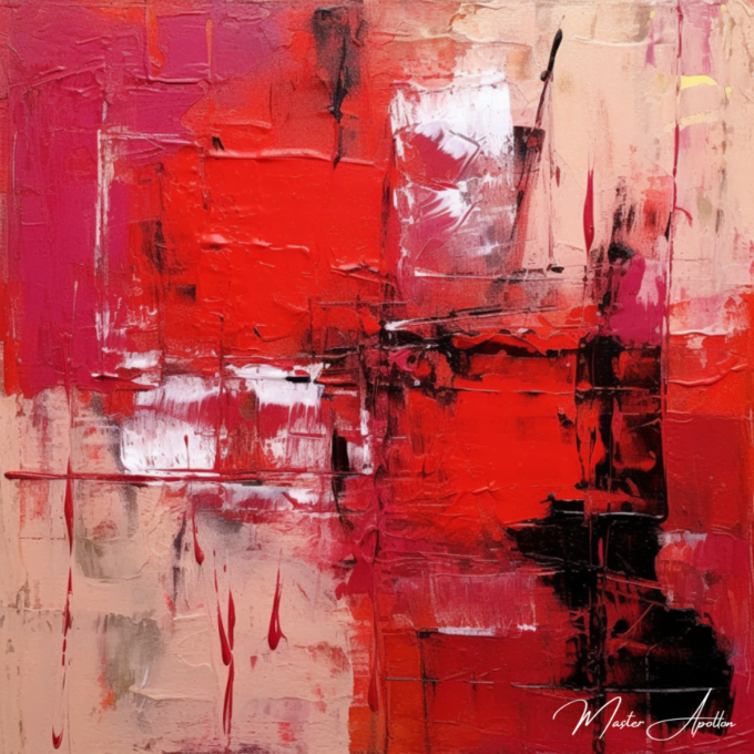 Tableau contemporain abstrait rouge work - Reproductions de tableaux et peintures haut de gamme