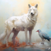 Tableau contemporain animaux Loup blanc - Reproductions de tableaux et peintures haut de gamme