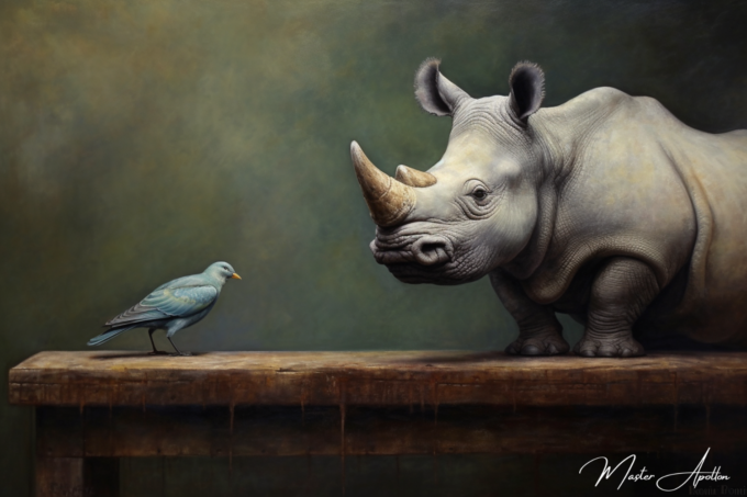 Contemporary painting of Rhinoceros animals