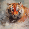 Tableau contemporain animaux Tigre in snow - Reproductions de tableaux et peintures haut de gamme