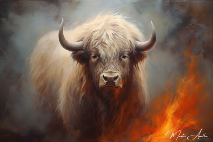 Contemporary painting of bison animals