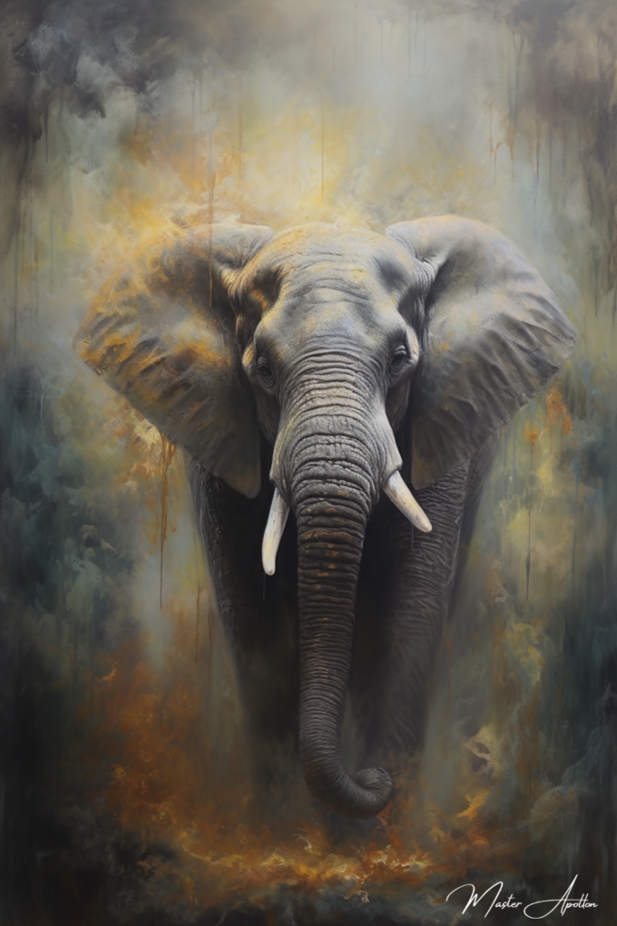 Contemporary painting of elephant Lola