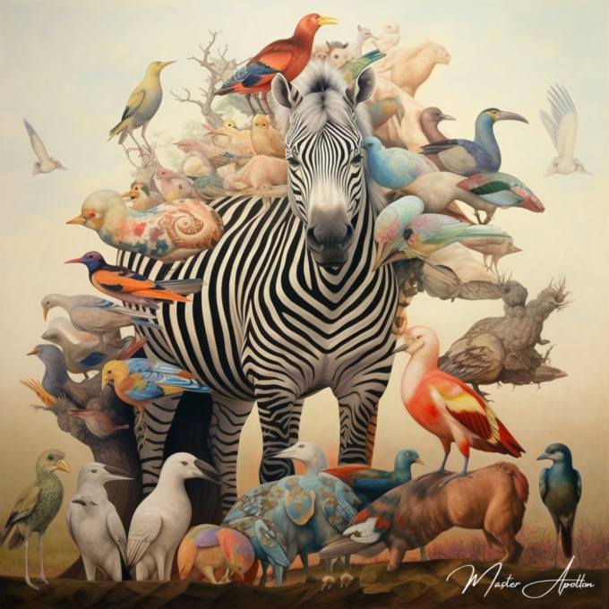 Contemporary painting of a zebra