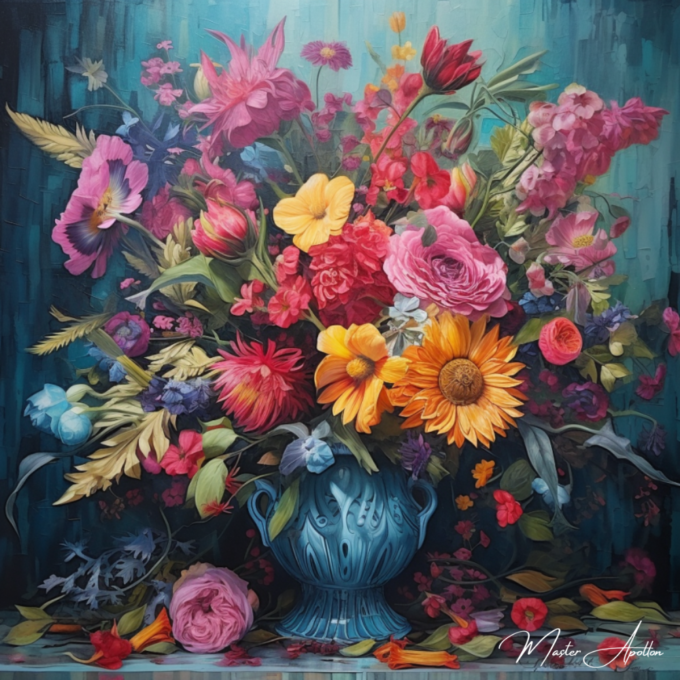 Contemporary painting with soft flowers