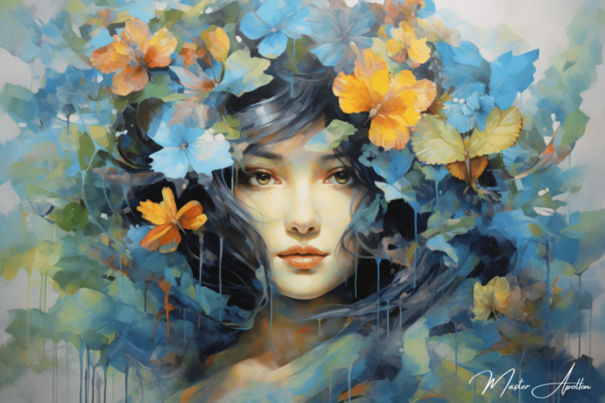 Contemporary painting with flowers Nita