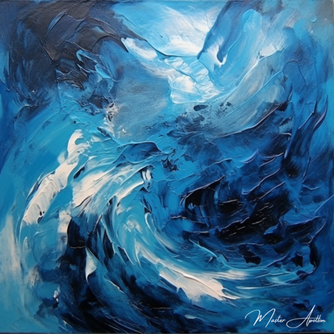 Contemporary blue typhoon painting