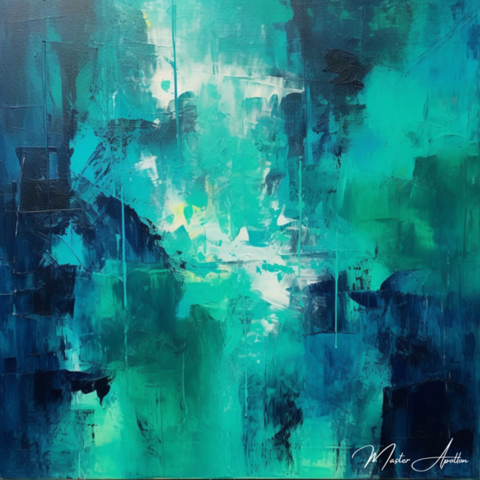 Contemporary blue green ocean painting