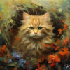 Tableau contemporain chat king - Reproductions de tableaux et peintures haut de gamme