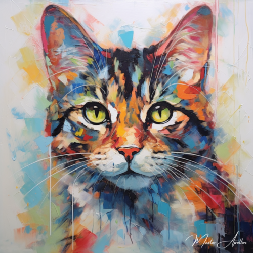 Tableau contemporain chat kitty - Reproductions de tableaux et peintures haut de gamme