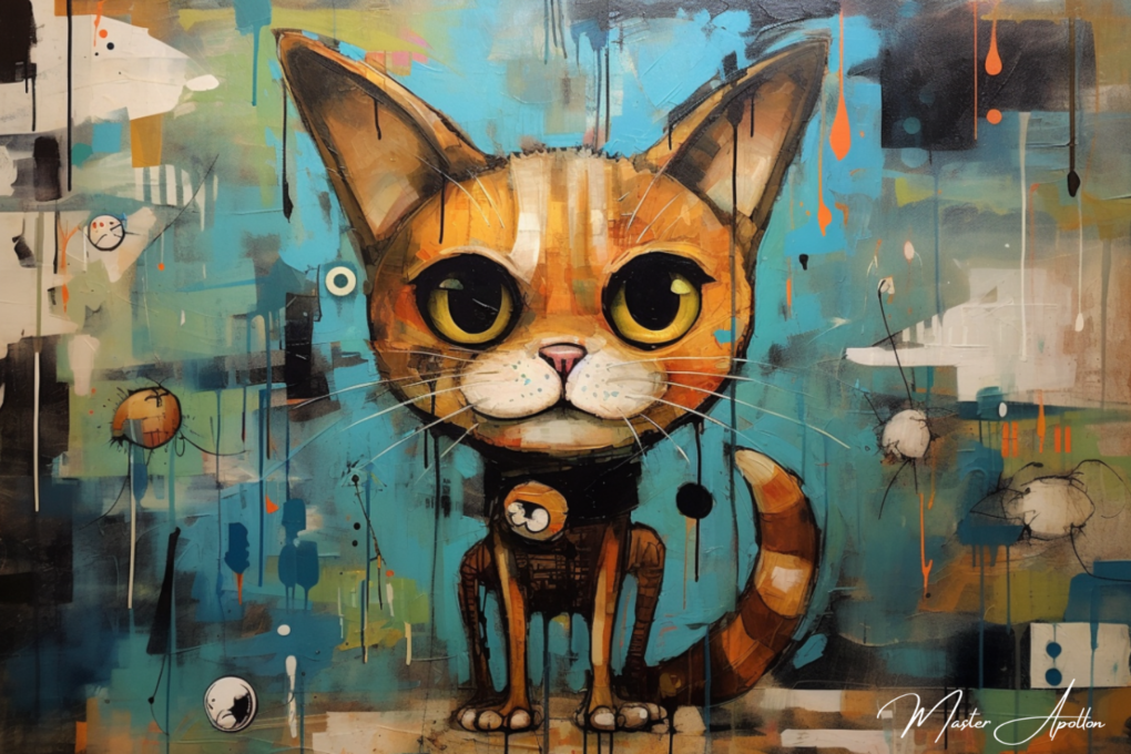 Tableau contemporain chat street art - Reproductions de tableaux et peintures haut de gamme