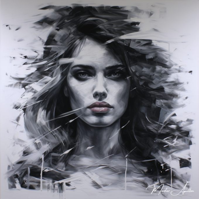 Contemporary black and white painting Rosa