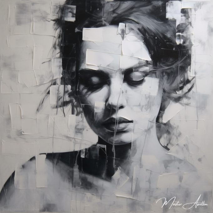 Contemporary black and white painting Sarah