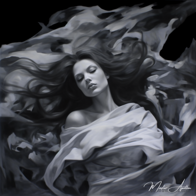 Contemporary calm black and white painting