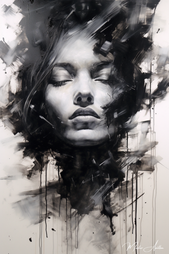 Contemporary black and white feeling painting