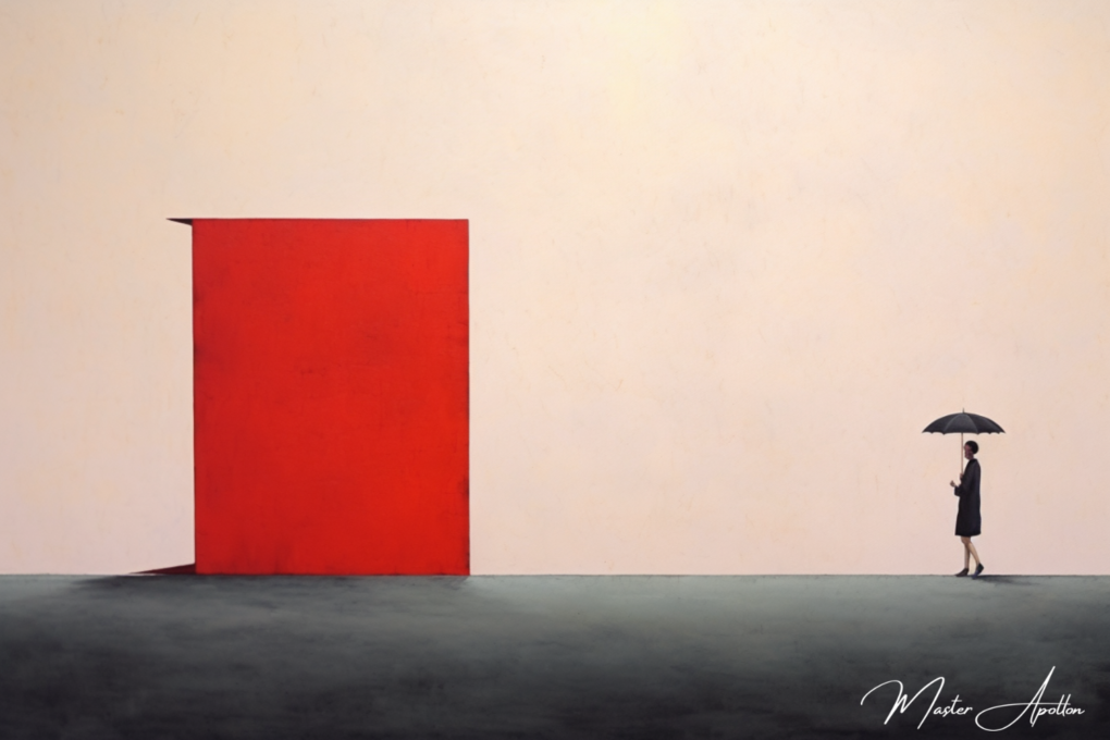 Tableau minimaliste la porte rouge - Reproductions de tableaux et peintures haut de gamme