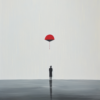 Tableau minimaliste le parapluie volant rouge - Reproductions de tableaux et peintures haut de gamme