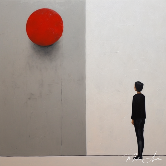 Minimalist red sphere table