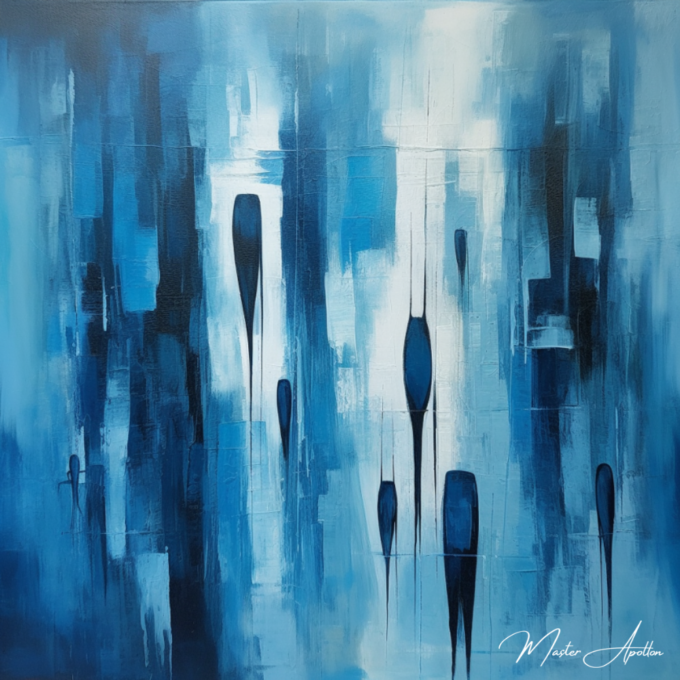 Modern blue tableau artwork