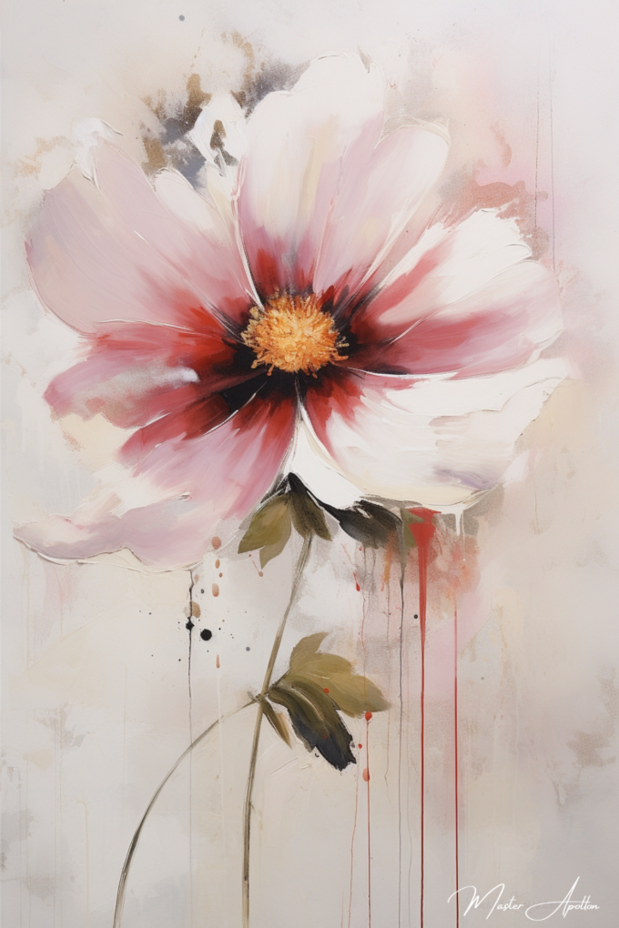 Contemporary white and pink flower painting