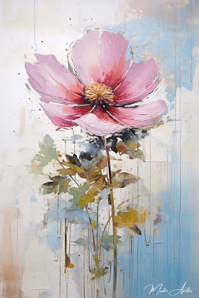 Contemporary pink flower painting