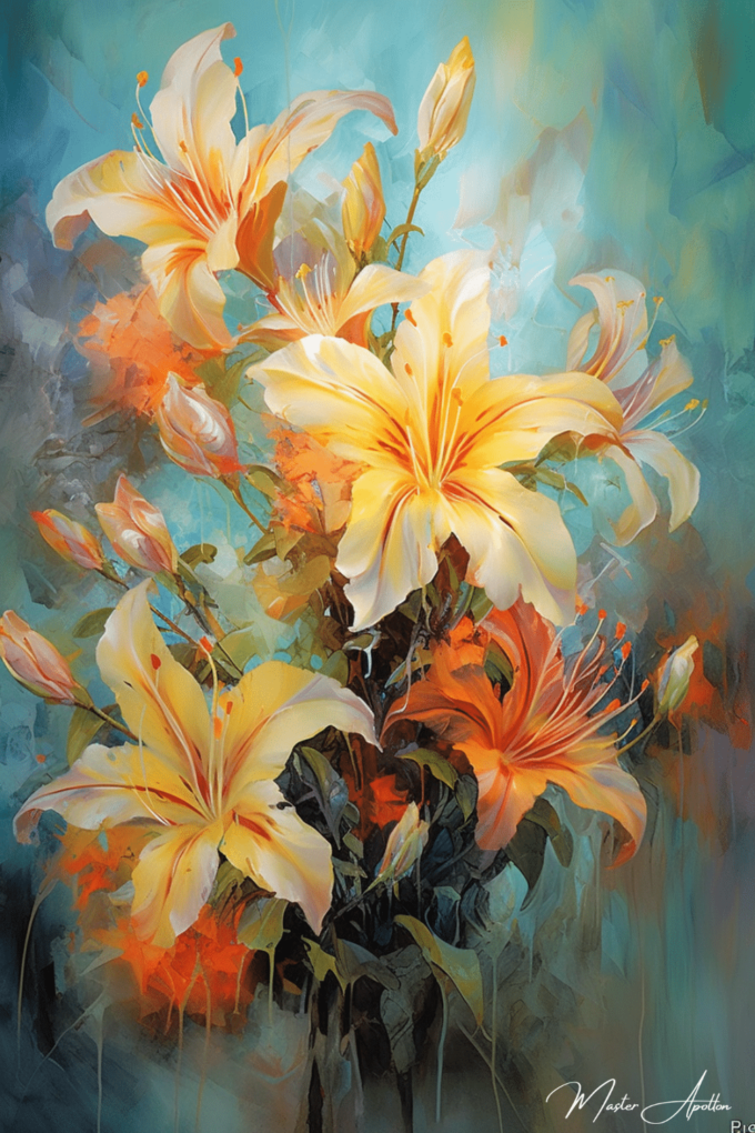 Contemporary flower painting tableau