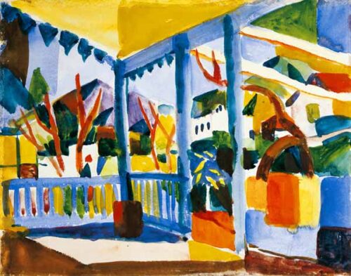 Terrasse de la maison de campagne à ST - August Macke - Reproductions de tableaux et peintures haut de gamme