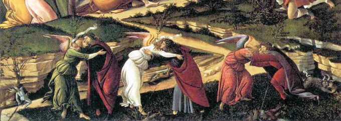 Mystical Nativity (detail of 22825) by Sandro Botticelli - Oil Painting Reproduction