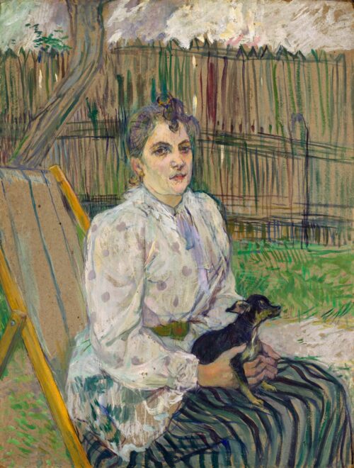 Femme avec un chien - Toulouse Lautrec - Reproductions de tableaux et peintures haut de gamme