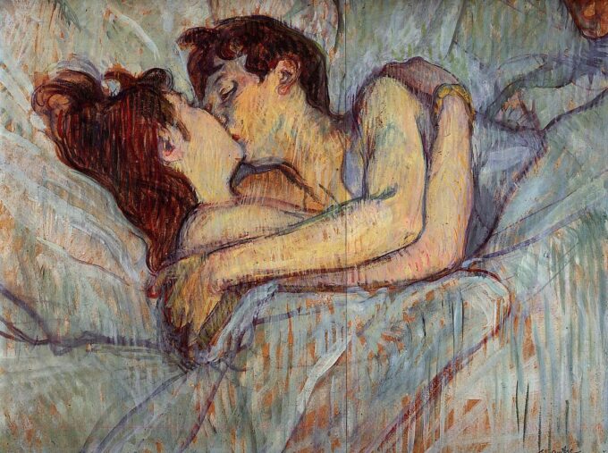 In bed, the kiss - Toulouse Lautrec