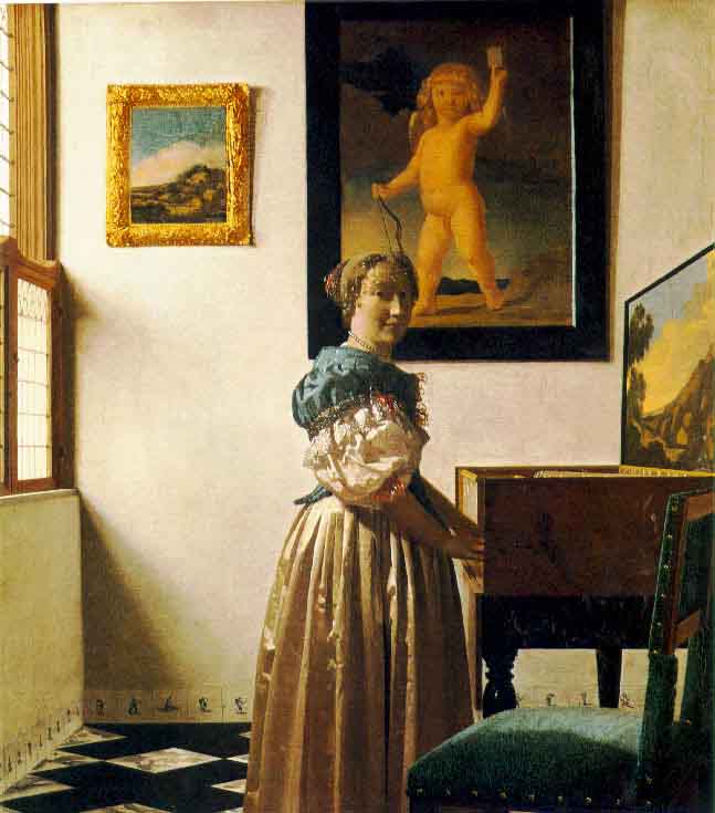 A Lady Standing at a Virginal - Johannes Vermeer