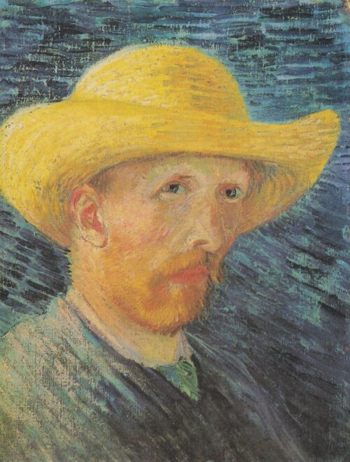 Autoportrait avec chapeau de paille - Van Gogh - Reproductions de tableaux et peintures haut de gamme