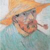 Autoportrait avec un chapeau de paille et une pipe - Van Gogh - Reproductions de tableaux et peintures haut de gamme